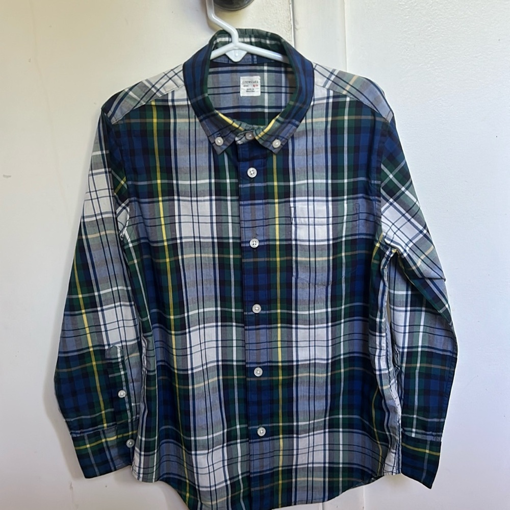 Crewcuts size 6-7 Black watch Plaid Button-down Like new